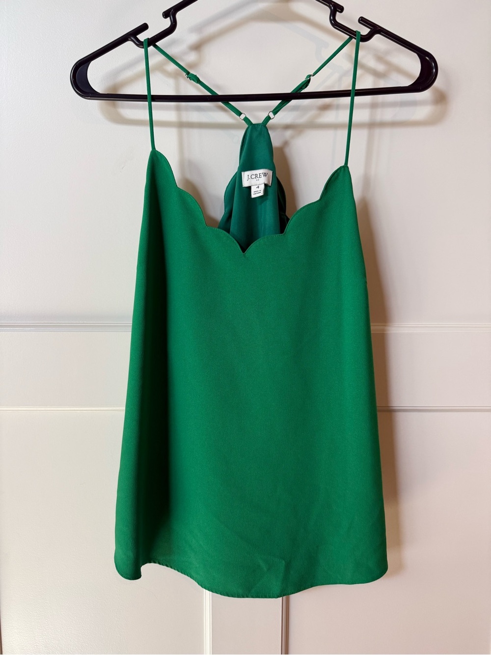J. Crew Emerald Green Scalloped-Edge Camisole